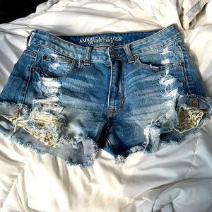 Denim shorts with sparkly pockets